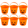 6x Halloween Pumpkin Trick or Treat Bucket Bulk Pack - Orange Jack-O-Lantern (14x12cm)
