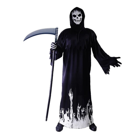 Skeleton Grim Reaper Family Costume Set - Adult & Kids Group Scary Halloween Fancy Dress