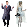 His & Hers Zombie Surgeon & Corpse Bride Couples Costume Set - Halloween Fancy Dress