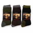 3 Pairs Heavy Duty Merino Wool Work Crew Socks Extra Thick Cushion (Size 6-11) - Assorted Dark Colours