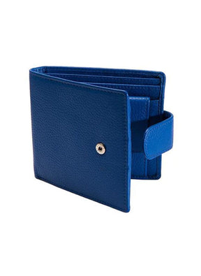 Dents Mens RFID Pebble Grain Billfold Press Stud Wallet - Royal Blue