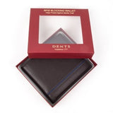 Dents RFID Leather Billfold Wallet w/ Removable Pass Holder - Chocolate/Royal Blue