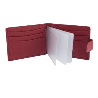 Dents Men's Pebble Grain Leather Card Holder with RFID Blocking and Tab - Red