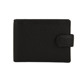 Dents Men's Pebble Grain Leather Card Holder with RFID Blocking and Tab - Black