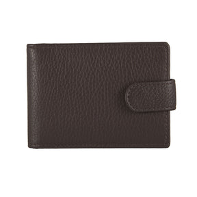 Dents Men's Pebble Grain Leather Card Holder with RFID Blocking and Tab - Brown