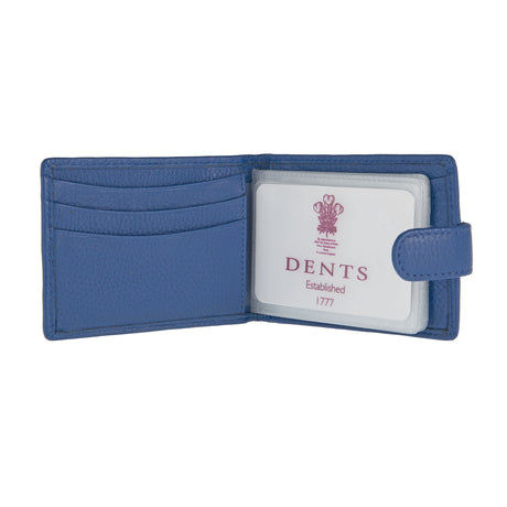 Dents Men's Pebble Grain Leather Card Holder with RFID Blocking and Tab - Blue