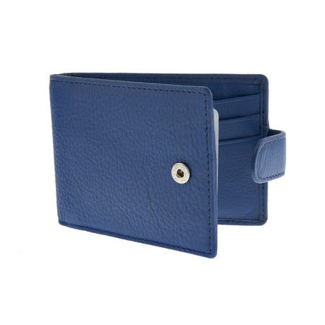 Dents Men's Pebble Grain Leather Card Holder with RFID Blocking and Tab - Blue