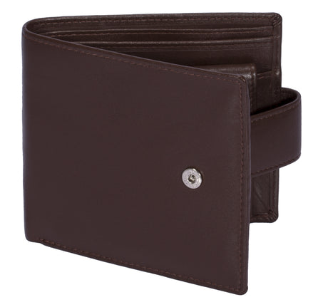 Nappa Leather Billfold Coin Pocket Wallet with RFID Protection in English Tan