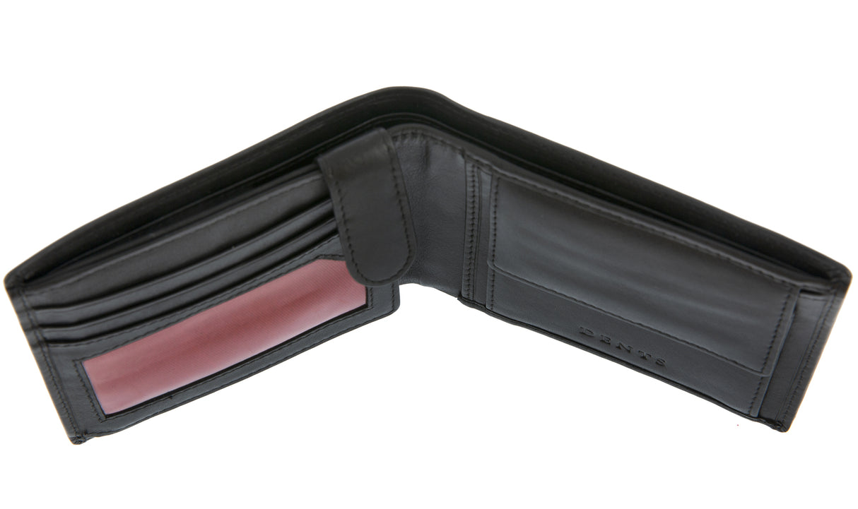 Nappa Leather Trifold Wallet with RFID Protection in Black