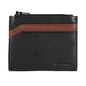 Dents RFID Two-Colour Pebble Grain Leather Card Holder Wallet - Black