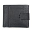 Dents Mens Pebble Grain Leather Bifold Wallet w/ Coin Purse & RFID Blocking - Black/Bordeaux