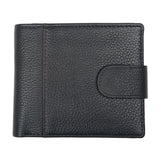 Dents Mens Pebble Grain Leather Bifold Wallet w/ Coin Purse & RFID Blocking - Black/Bordeaux