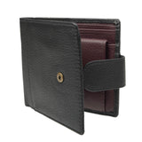 Dents Mens Pebble Grain Leather Bifold Wallet w/ Coin Purse & RFID Blocking - Black/Bordeaux