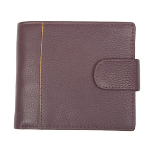 Dents Mens Pebble Grain Leather Bifold Wallet w/ Coin Purse & RFID Blocking - Bordeaux/Light Tan