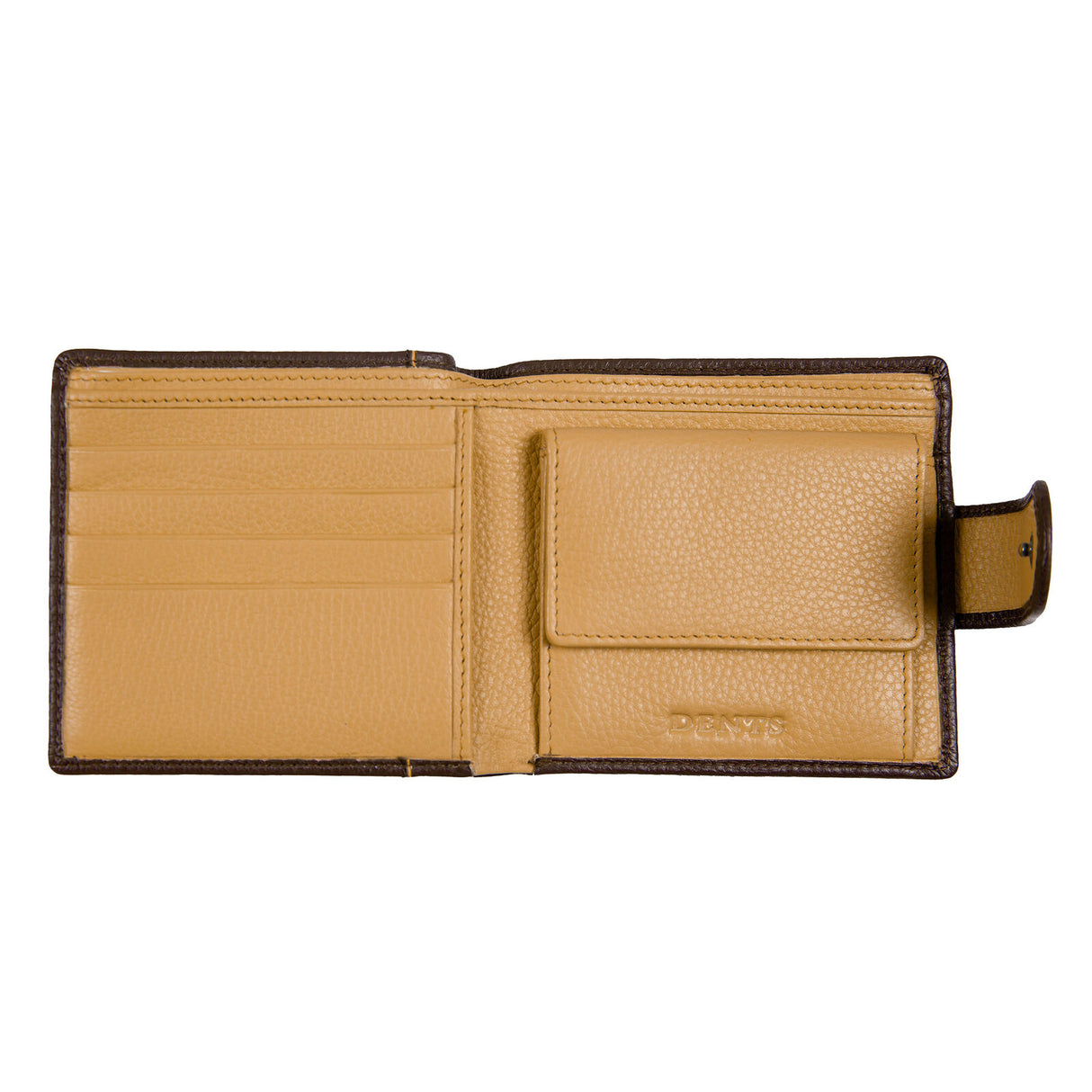 Dents Mens Pebble Grain Leather Bifold Wallet w/ Coin Purse & RFID Blocking - Bordeaux/Light Tan