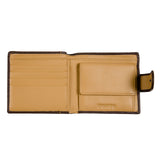 Dents Mens Pebble Grain Leather Bifold Wallet w/ Coin Purse & RFID Blocking - Bordeaux/Light Tan