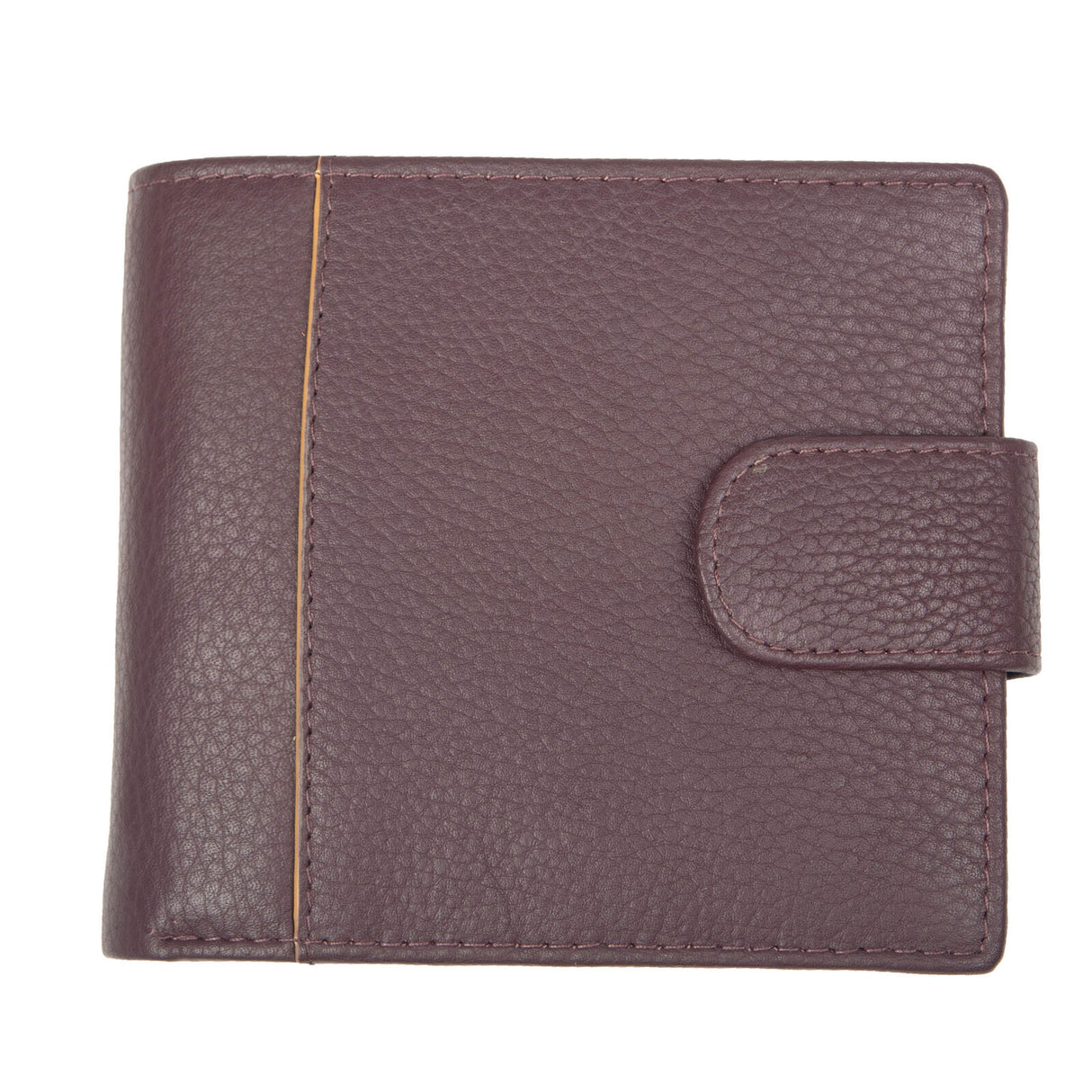 Dents Mens Pebble Grain Leather Bifold Wallet w/ Coin Purse & RFID Blocking - Bordeaux/Light Tan