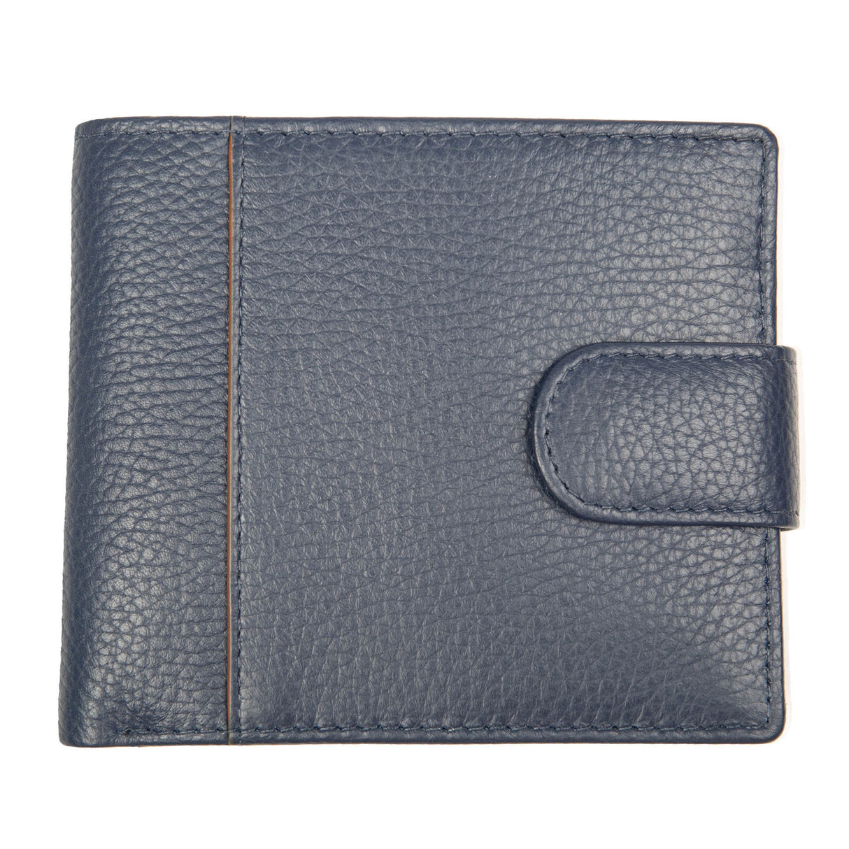 Dents Mens Pebble Grain Leather Bifold Wallet w/ Coin Purse & RFID Blocking - Navy/Cognac