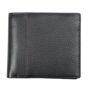 Dents Mens Slim Pebble Grain Leather Bifold Wallet w/ RFID Blocking - Black/Bordeaux