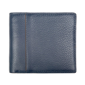 Dents Mens Slim Pebble Grain Leather Bifold Wallet w/ RFID Blocking - Navy/Cognac