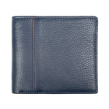 Dents Mens Slim Pebble Grain Leather Bifold Wallet w/ RFID Blocking - Navy/Cognac