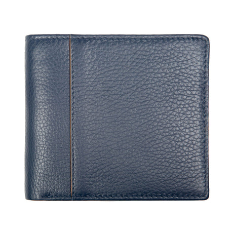 Dents Mens Slim Pebble Grain Leather Bifold Wallet w/ RFID Blocking - Navy/Cognac