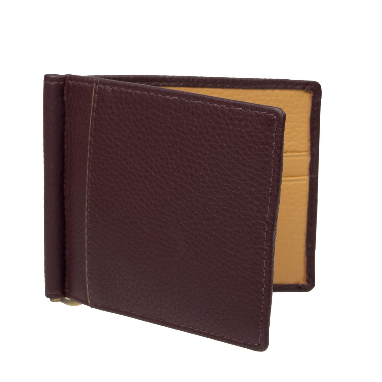 Dents Mens Pebble Grain Leather Bifold Wallet w/ Money Clip & RFID Blocking - Bordeaux/Light Tan