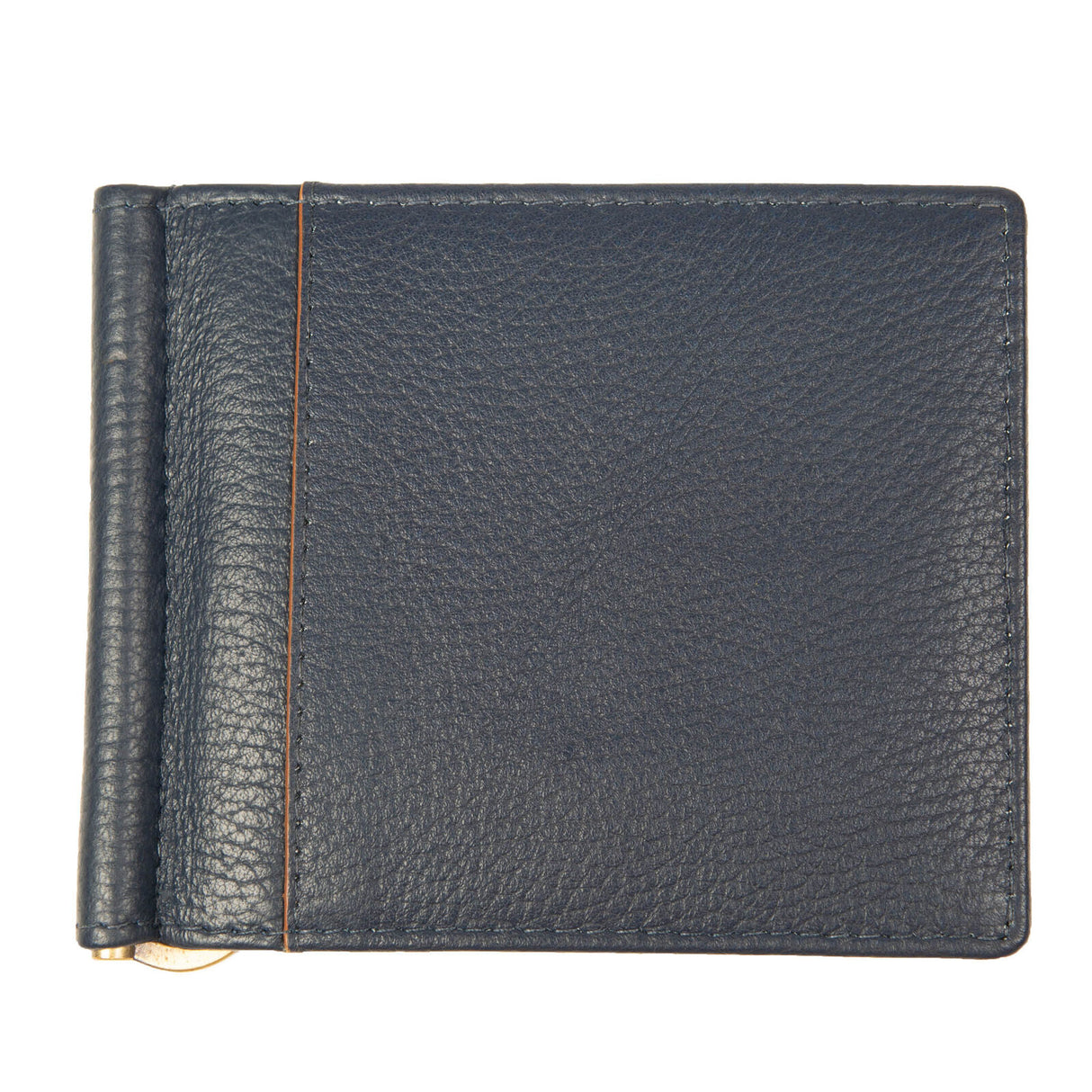 Dents Mens Pebble Grain Leather Bifold Wallet w/ Money Clip & RFID Blocking - Navy/Cognac