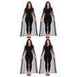 4x 140cm Adult Halloween Sheer Mesh Hooded Cape Bulk Pack - Black See Through (Fancy Dress Party)