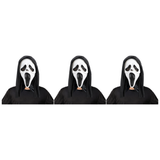 3x Ghost Face Scream Mask w/ Hood Pack - Scary Movie Halloween Horror Party Costume