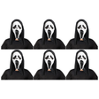 6x Ghost Face Scream Mask w/ Hood Bulk Pack - Scary Movie Halloween Horror Party Costume