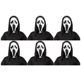 6x Ghost Face Scream Mask w/ Hood Bulk Pack - Scary Movie Halloween Horror Party Costume