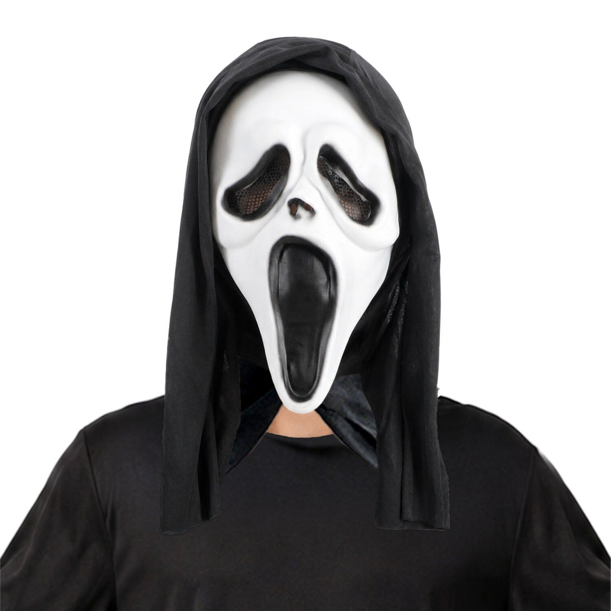 Scary Movie Ghost Face Scream Mask w/ Hood Halloween Horror Party Costume