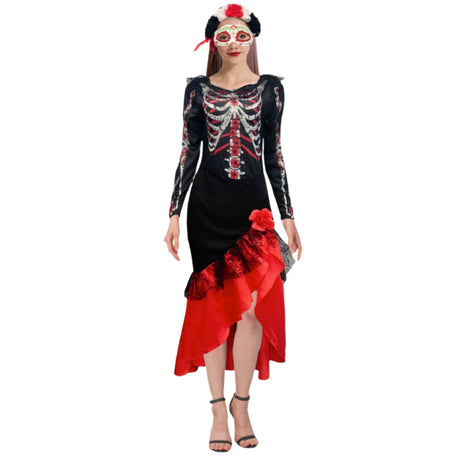 Adult Spanish Skeleton Dress Girl Costume - Day of the Dead (XS/S & M/L)