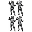 4x Adult Black/White Double Headed Skeleton Group Costume Bulk Pack - Scary Halloween Fancy Dress & Party Outfit