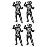 4x Adult Black/White Double Headed Skeleton Group Costume Bulk Pack - Scary Halloween Fancy Dress & Party Outfit