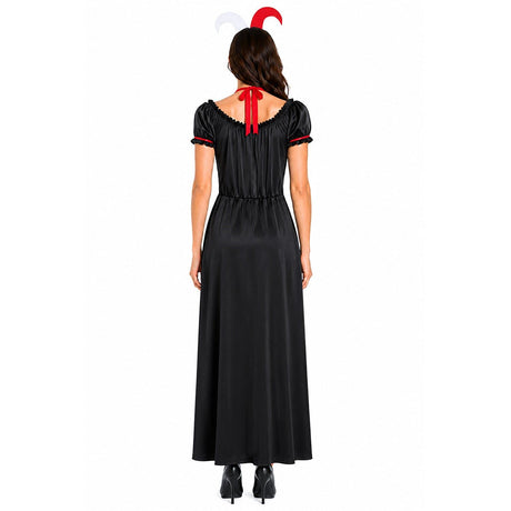 4x Womens Queen Jester Group Costume Bulk Pack - Black/Red (Harlequin Circus Halloween & Party Outfit)