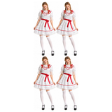 4x Womens Creepy Cursed Doll Group Costume Bulk Pack - Scary Horror Movie Halloween Party Outfit