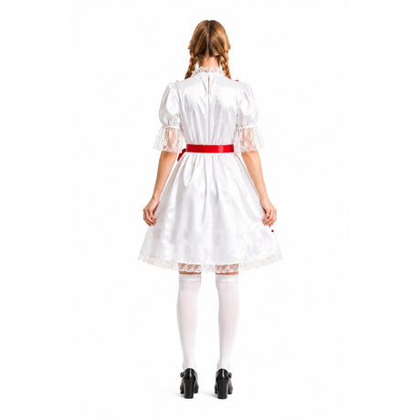 4x Womens Creepy Cursed Doll Group Costume Bulk Pack - Scary Horror Movie Halloween Party Outfit