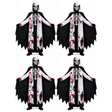 4x Kids Skeleton Grim Reaper Group Costume Bulk Pack w/ Mask, Cape, Tunic & Gloves - Childrens Scary Halloween Outfit