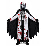 Kids Halloween Skeleton Grave Ghoul Party Costume Childrens Grim Reaper