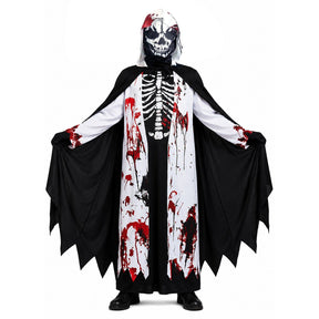 Kids Halloween Skeleton Grave Ghoul Party Costume Childrens Grim Reaper