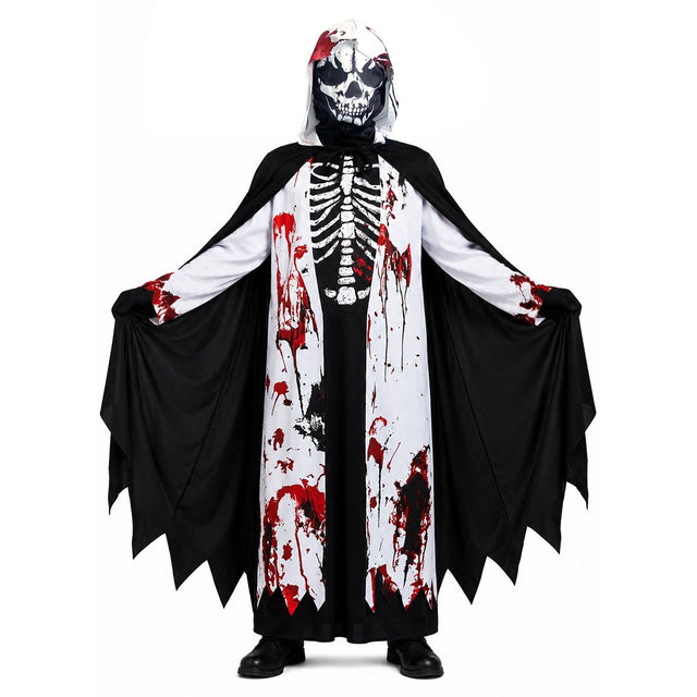 Kids Halloween Skeleton Grave Ghoul Party Costume Childrens Grim Reaper
