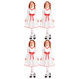 4x Girls Cursed Doll Group Costume Bulk Pack - Creepy Little Girl Horror Halloween Outfit