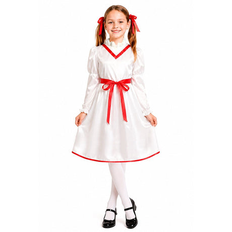 4x Girls Cursed Doll Group Costume Bulk Pack - Creepy Little Girl Horror Halloween Outfit