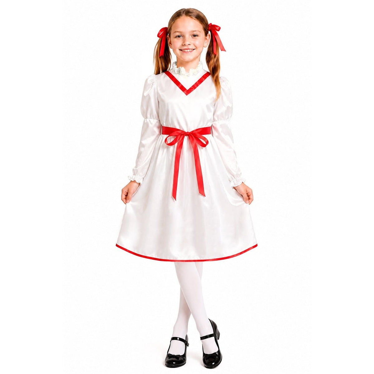 Girls Cursed Doll Costume - Creepy Little Girl Horror Halloween Outfit (Fancy Dress)