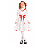 Girls Cursed Doll Costume - Creepy Little Girl Horror Halloween Outfit (Fancy Dress)