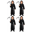 4x Kids Grim Reaper Group Costume Bulk Pack - Childrens Scary Halloween Outfit