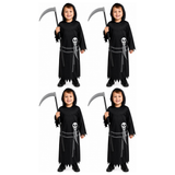 4x Kids Grim Reaper Group Costume Bulk Pack - Childrens Scary Halloween Outfit