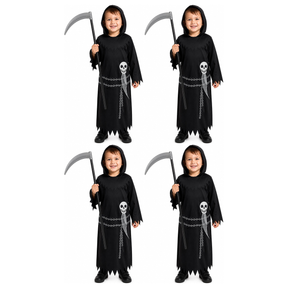 4x Kids Grim Reaper Group Costume Bulk Pack - Childrens Scary Halloween Outfit